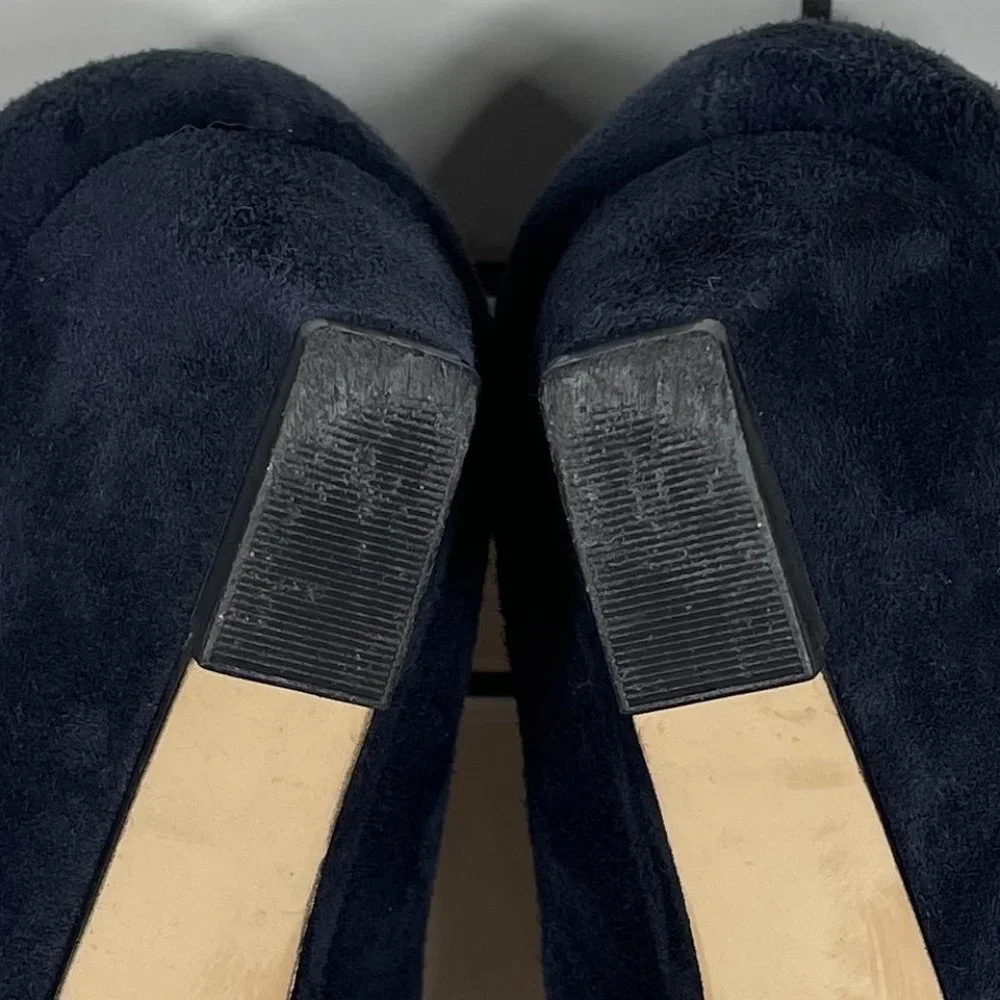 Talbots Women's Size 6.5 Shoes Blue Suede Slip On Comfort Wedge Pump